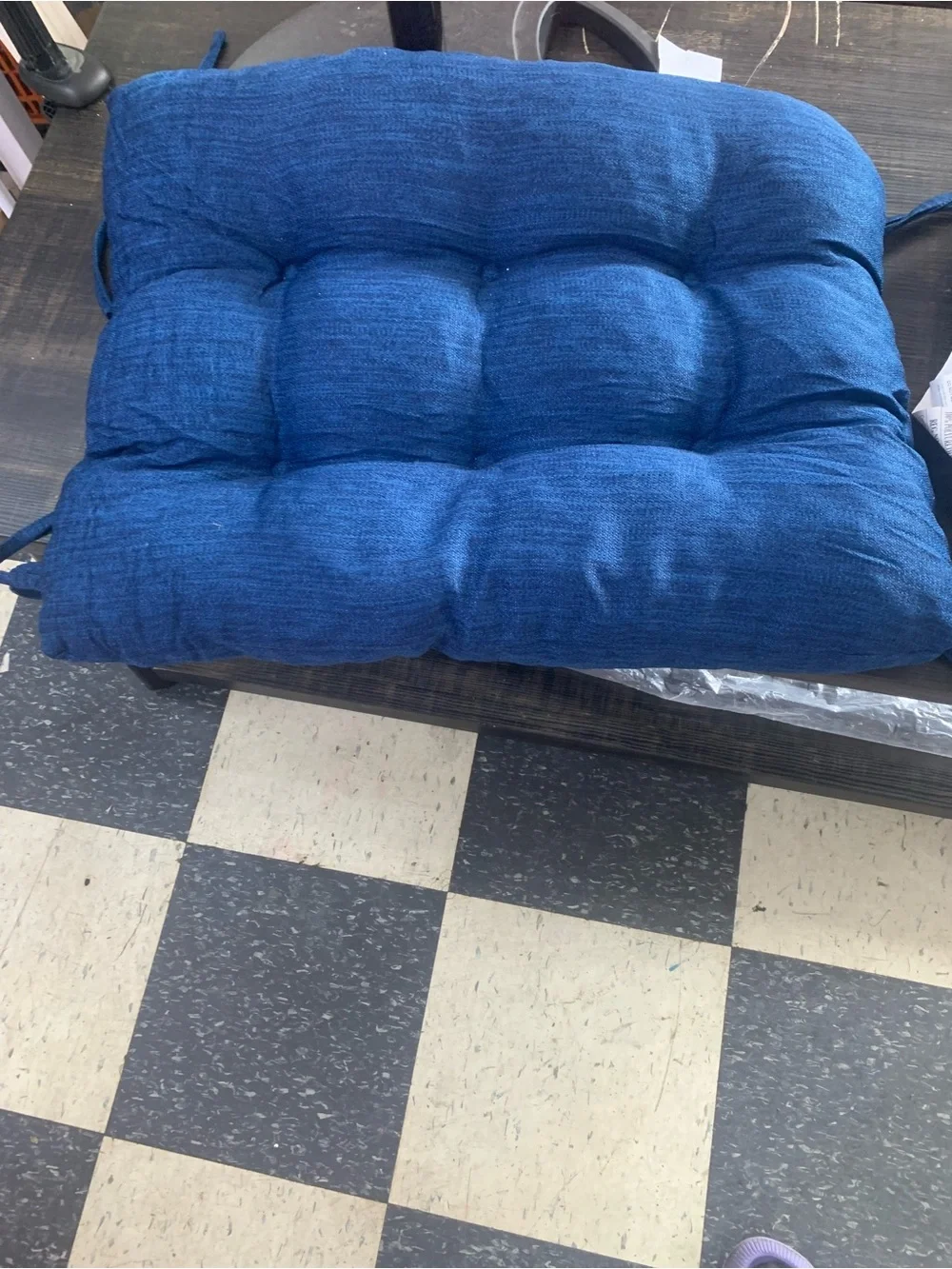 Brand New Blue Tufted Chair Cushions - Set of 2